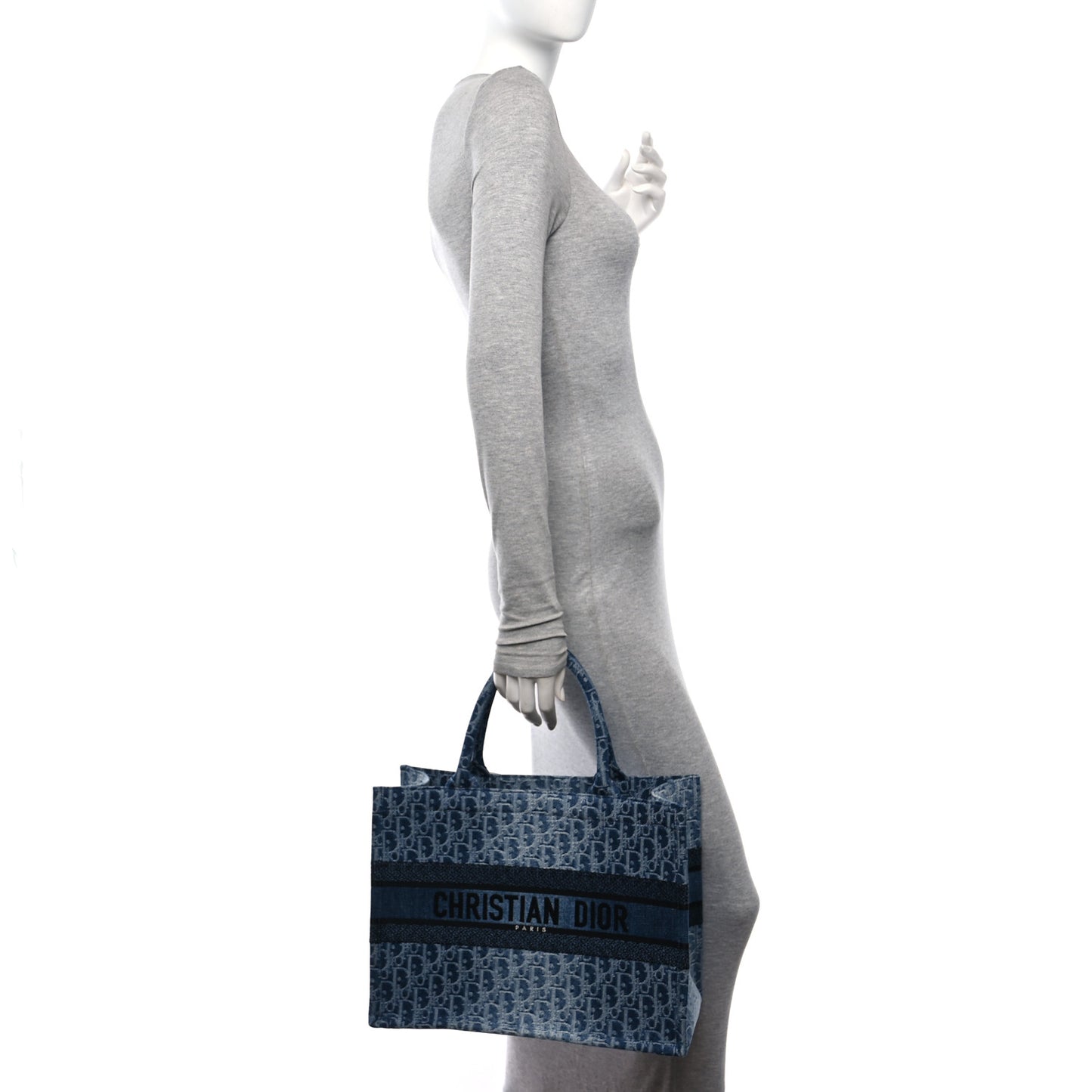 Oblique Denim Medium Book Tote Blue