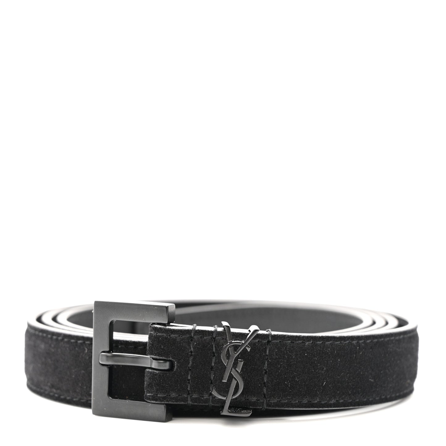 Suede Calfskin Monogram Square Buckle 100 40 Belt Black