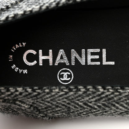 Chanel Tweed Quilted Camellia Ballerina Flats 40 Grey 6 of 11