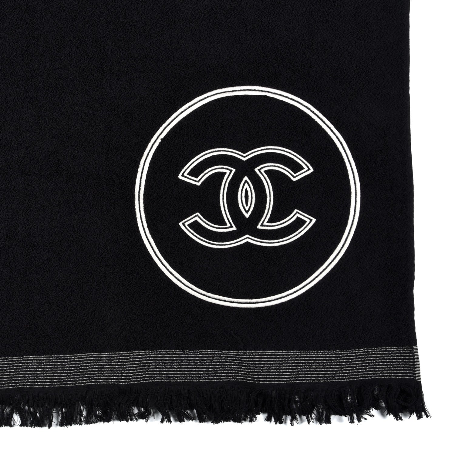 Chanel Terry Cotton CC Beach Towel Black 3 of 4