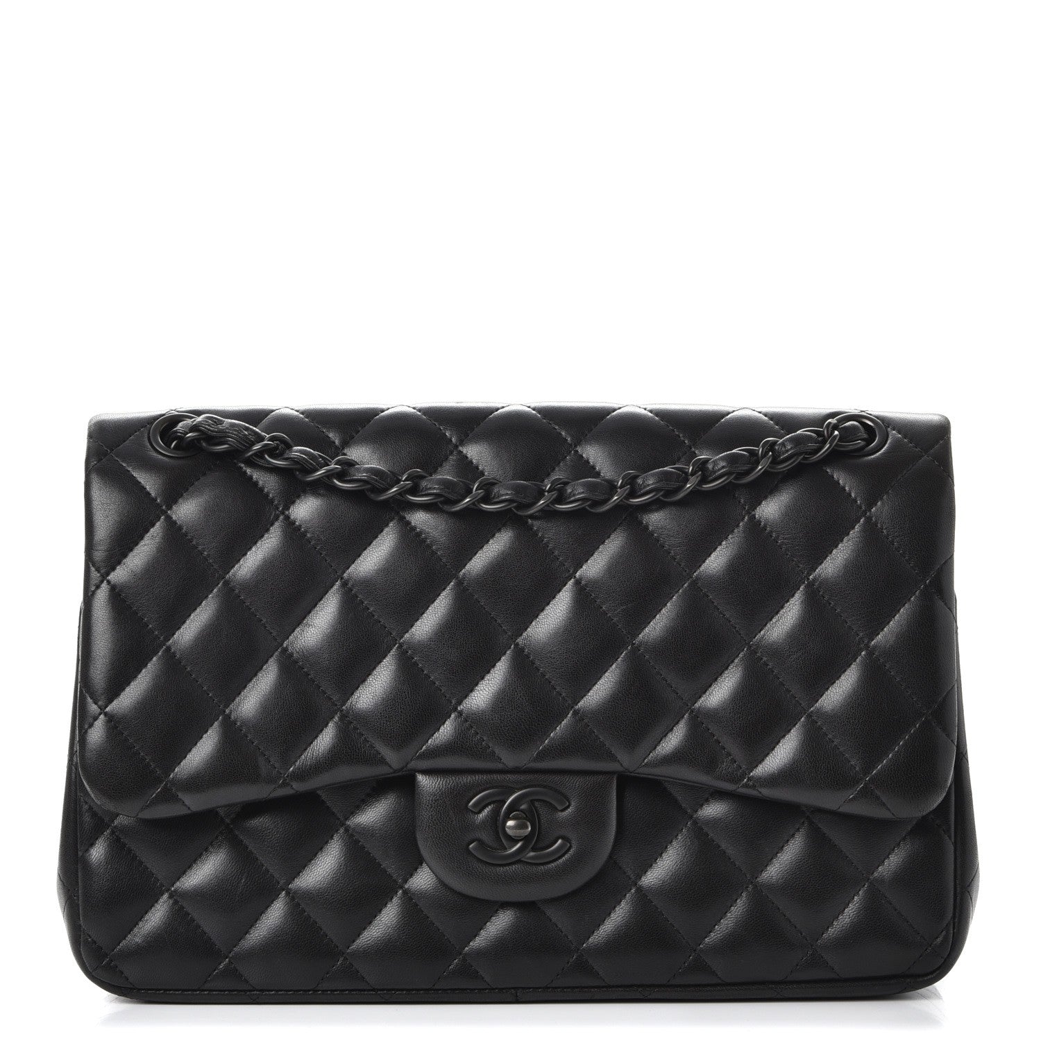 Chanel Lambskin Quilted Jumbo Double Flap So Black 1 of 16