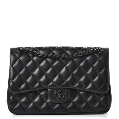 Chanel Lambskin Quilted Jumbo Double Flap So Black 1 of 16