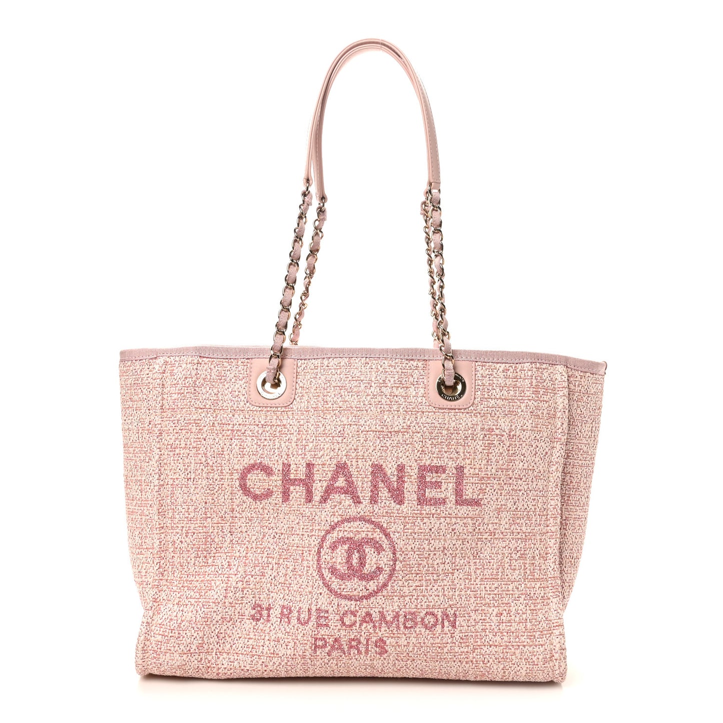 Lurex Boucle Small Deauville Tote Pink