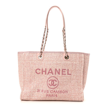 Chanel Lurex Boucle Small Deauville Tote Pink 1 of 10