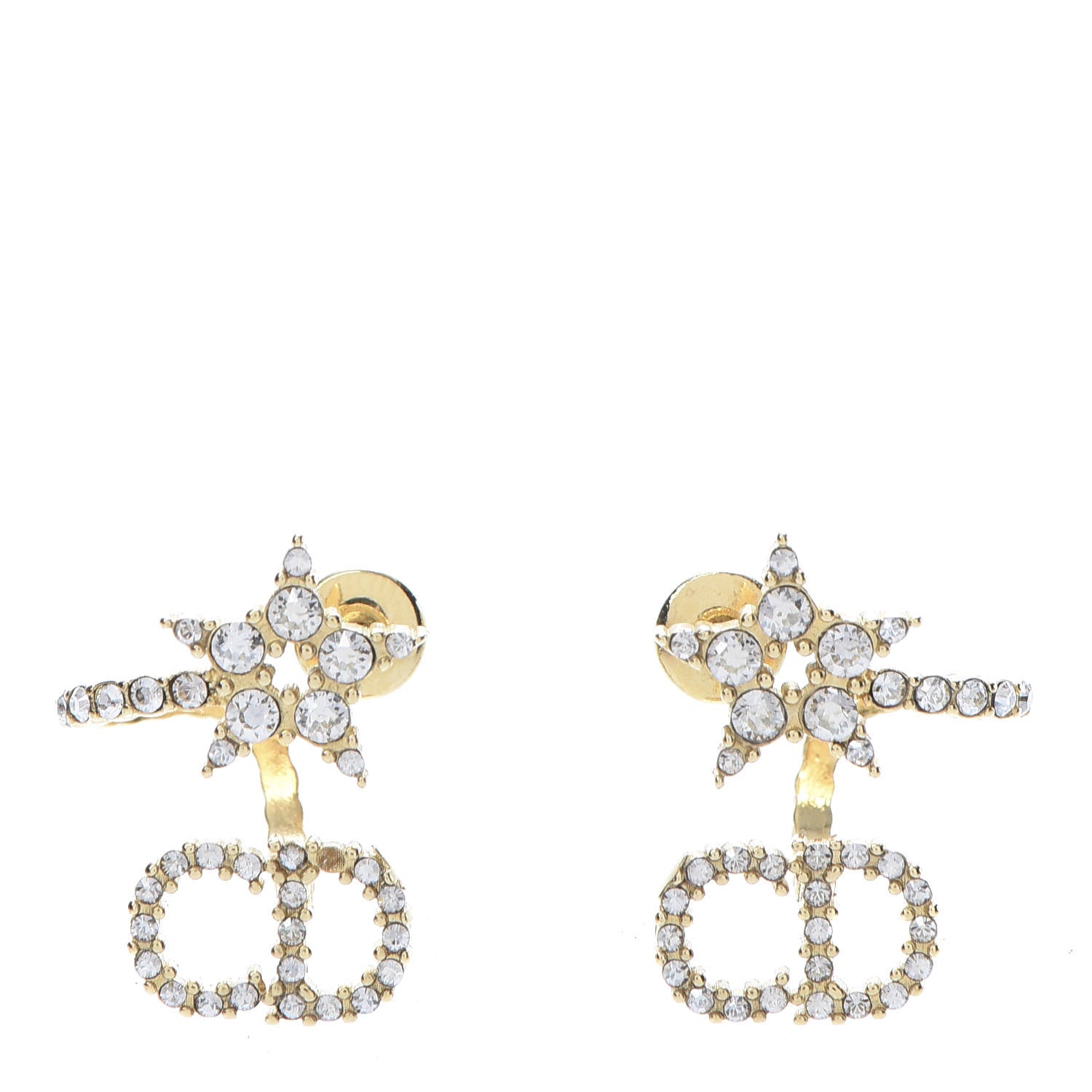 Christian Dior Crystal Clair D Lune Earrings Gold 1 of 6