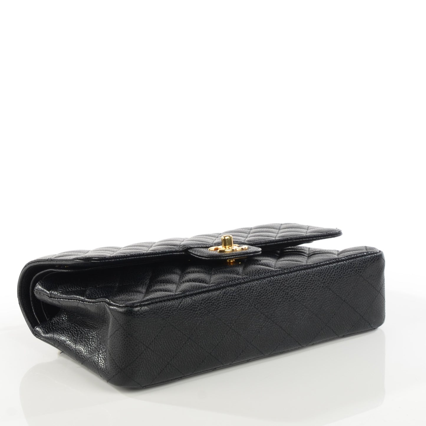 Caviar Quilted Medium Double Flap Black