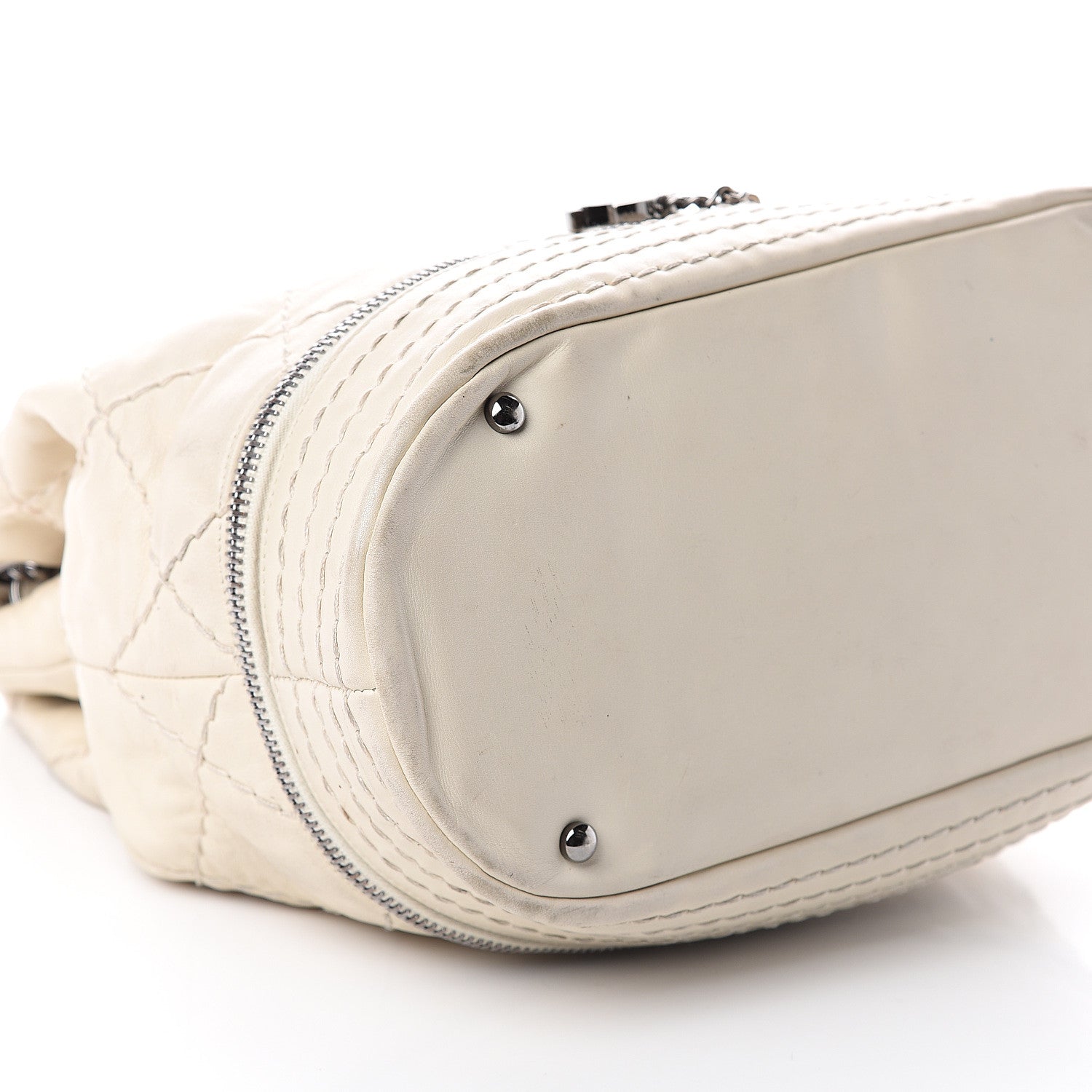 Chanel Lambskin Stitched Expandable Tote White 7 of 8