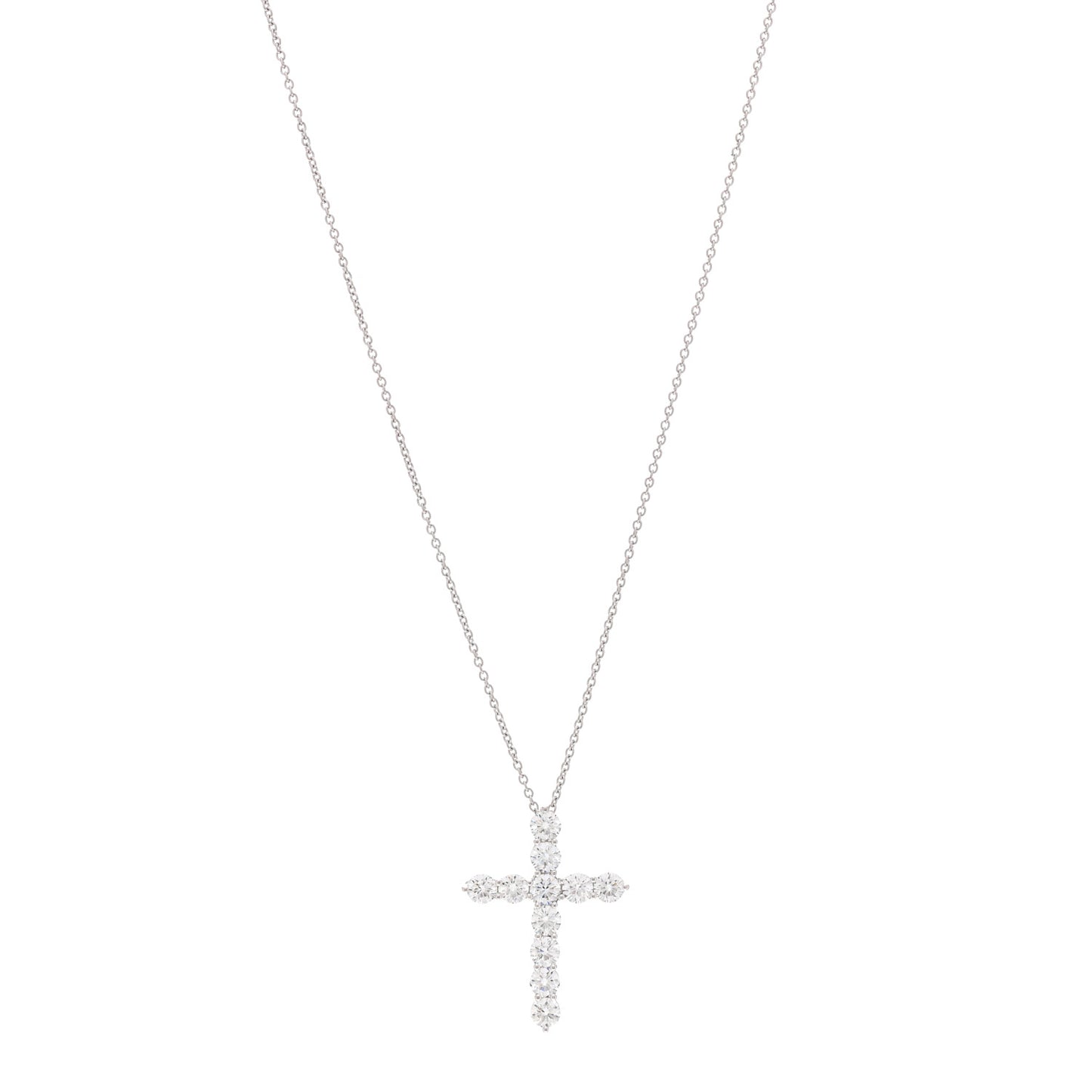Platinum Diamond Large Cross Pendant Necklace