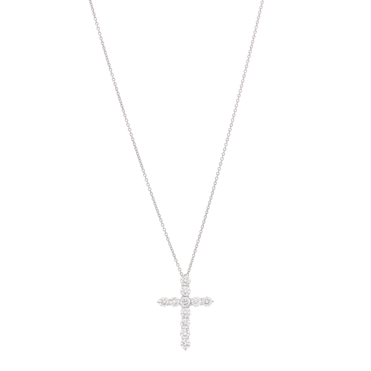 Tiffany Platinum Diamond Large Cross Pendant Necklace 1 of 7