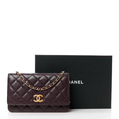 Chanel Lambskin Quilted Studded CC Wallet On Chain WOC Brown 12 of 12