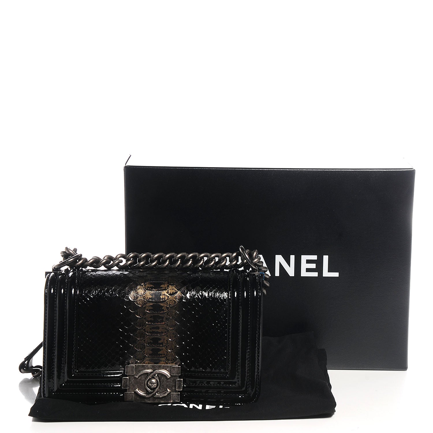 Chanel Patent Python Small Boy Flap Black 5 of 9