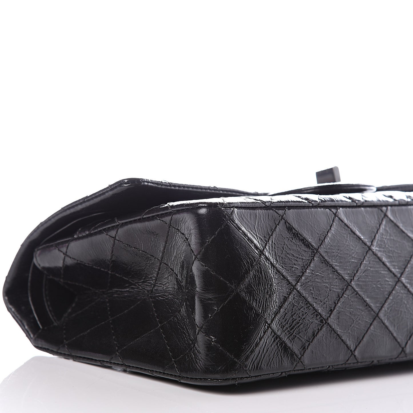 Glazed Aged Calfskin Quilted 2.55 Reissue 225 Flap So Black