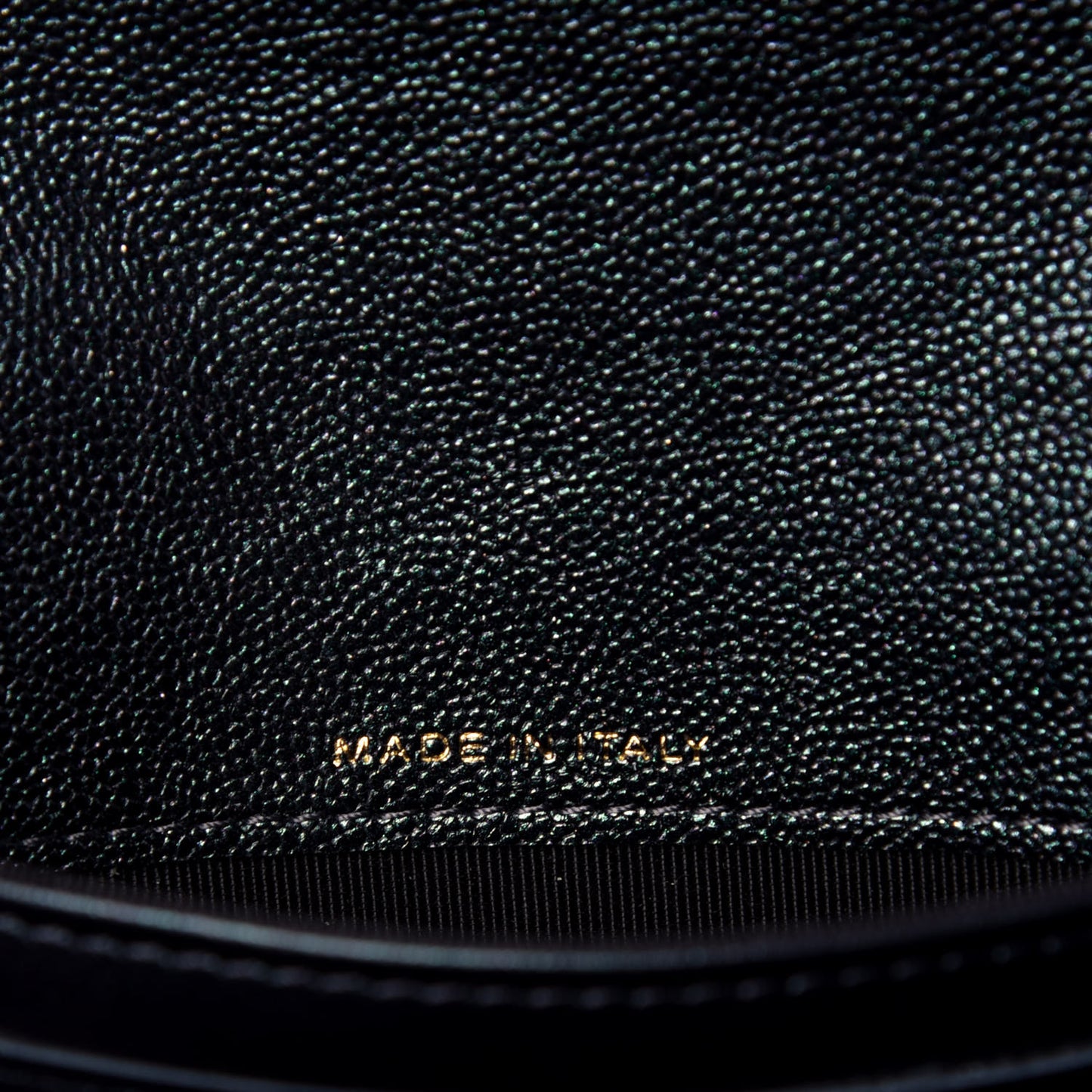 Iridescent Caviar Quilted Medium Flap Wallet Black