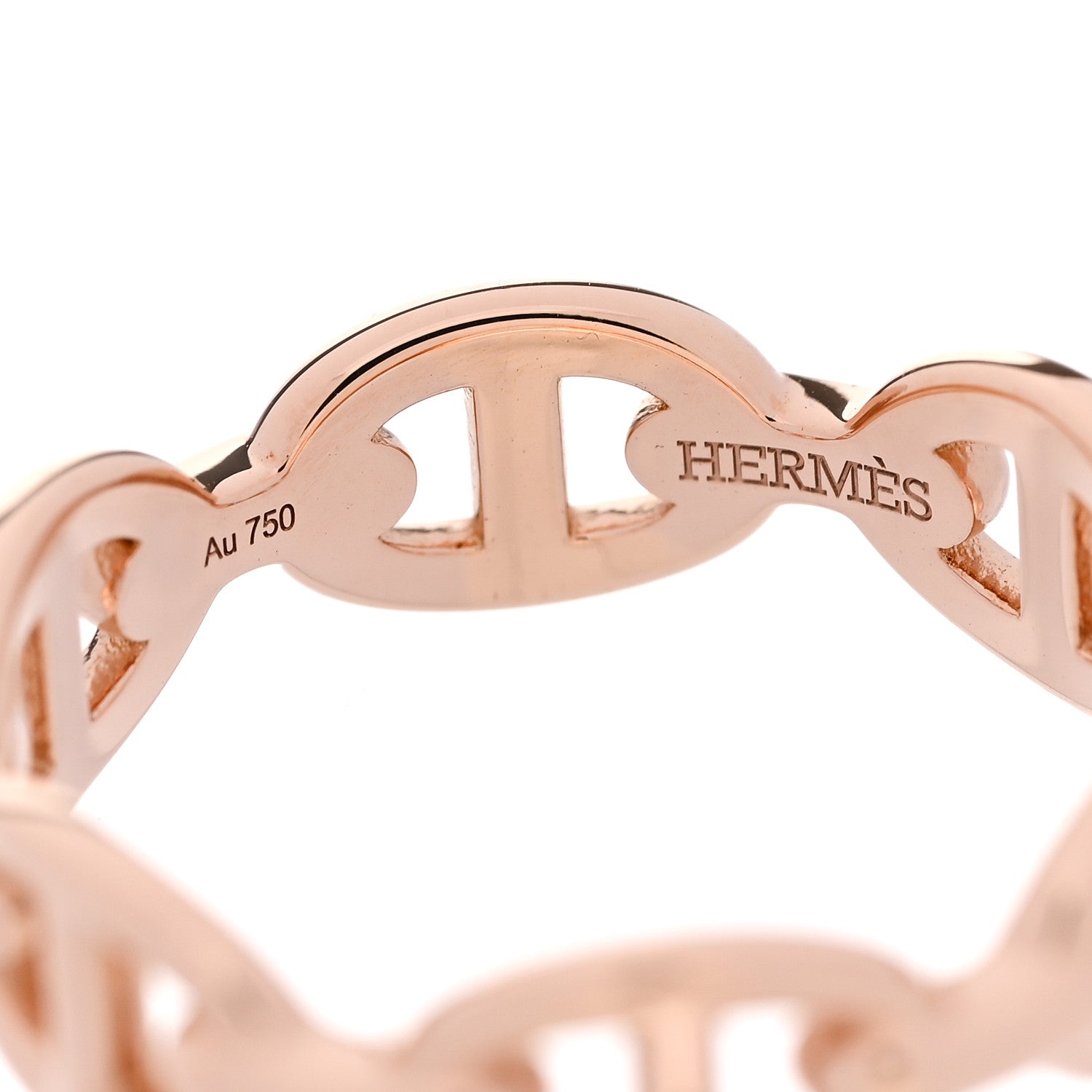 Hermes 18K Rose Gold PM Chaine d'Ancre Enchainee Ring 53 6.5 4 of 8