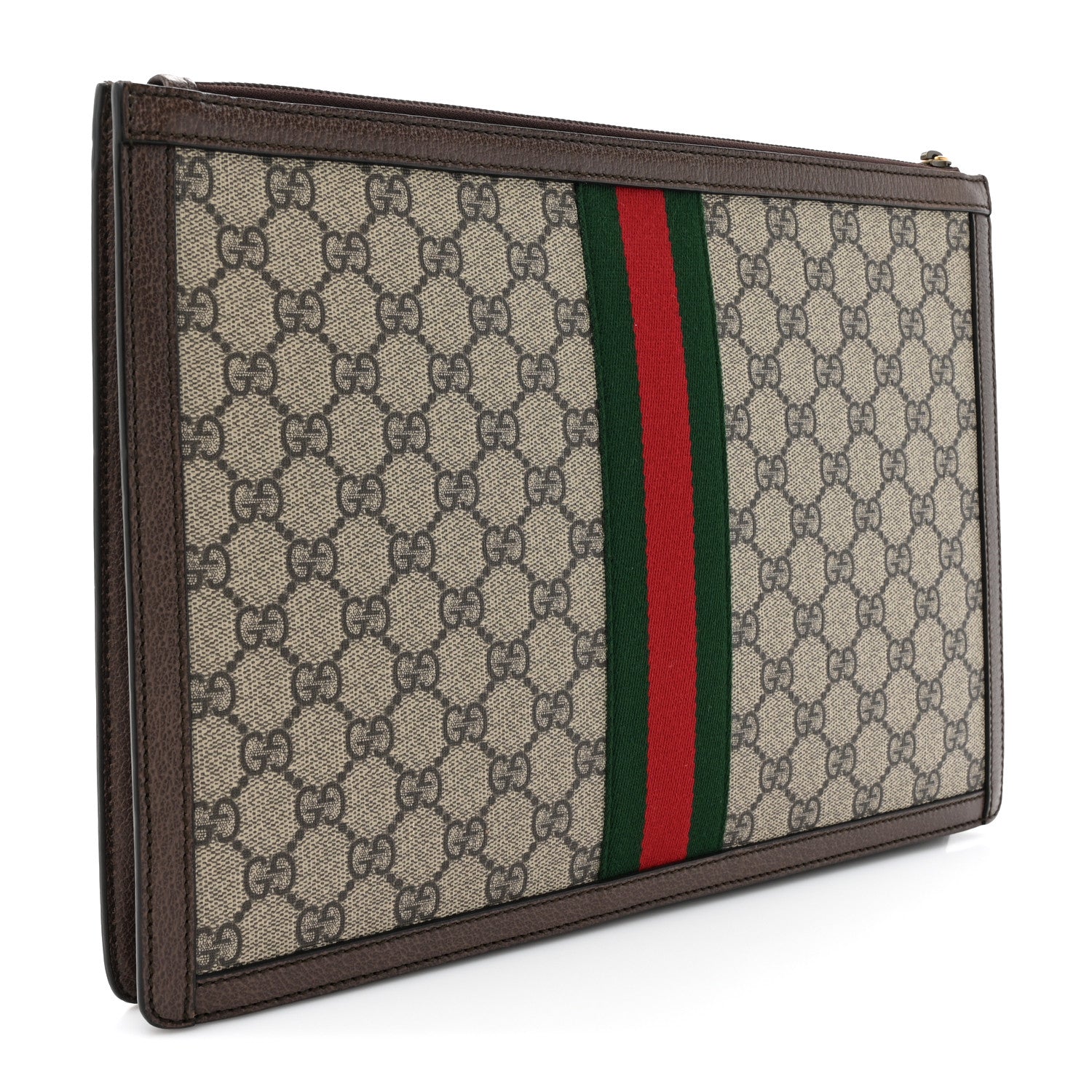 Gucci GG Supreme Monogram Web Ophidia Portfolio Pouch Beige New Acero 3 of 10