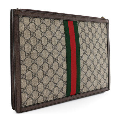 Gucci GG Supreme Monogram Web Ophidia Portfolio Pouch Beige New Acero 3 of 10