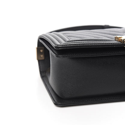 Chanel Caviar Chevron Quilted Medium Boy Flap Black 7 of 10