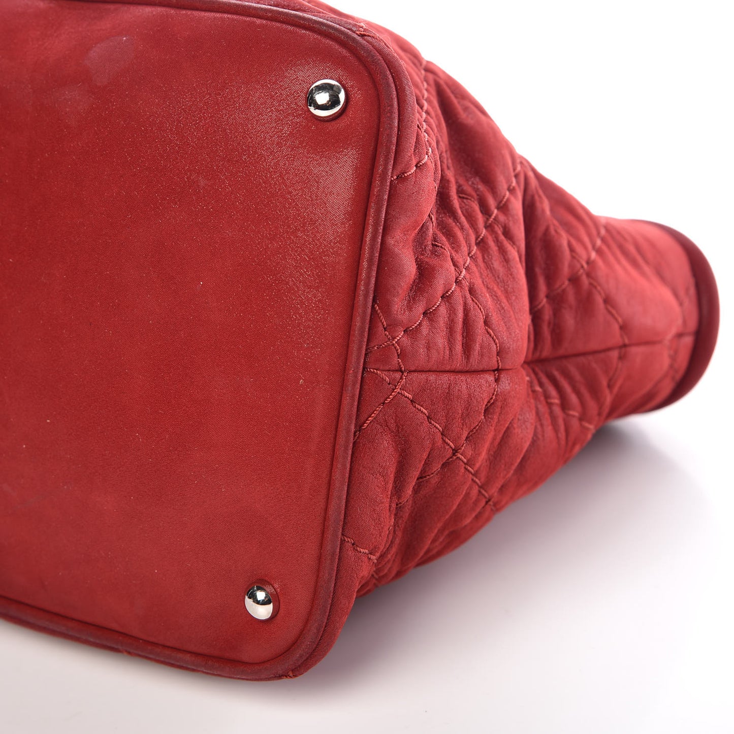 Iridescent Calfskin Quilted Small Sea Hit Tote Red