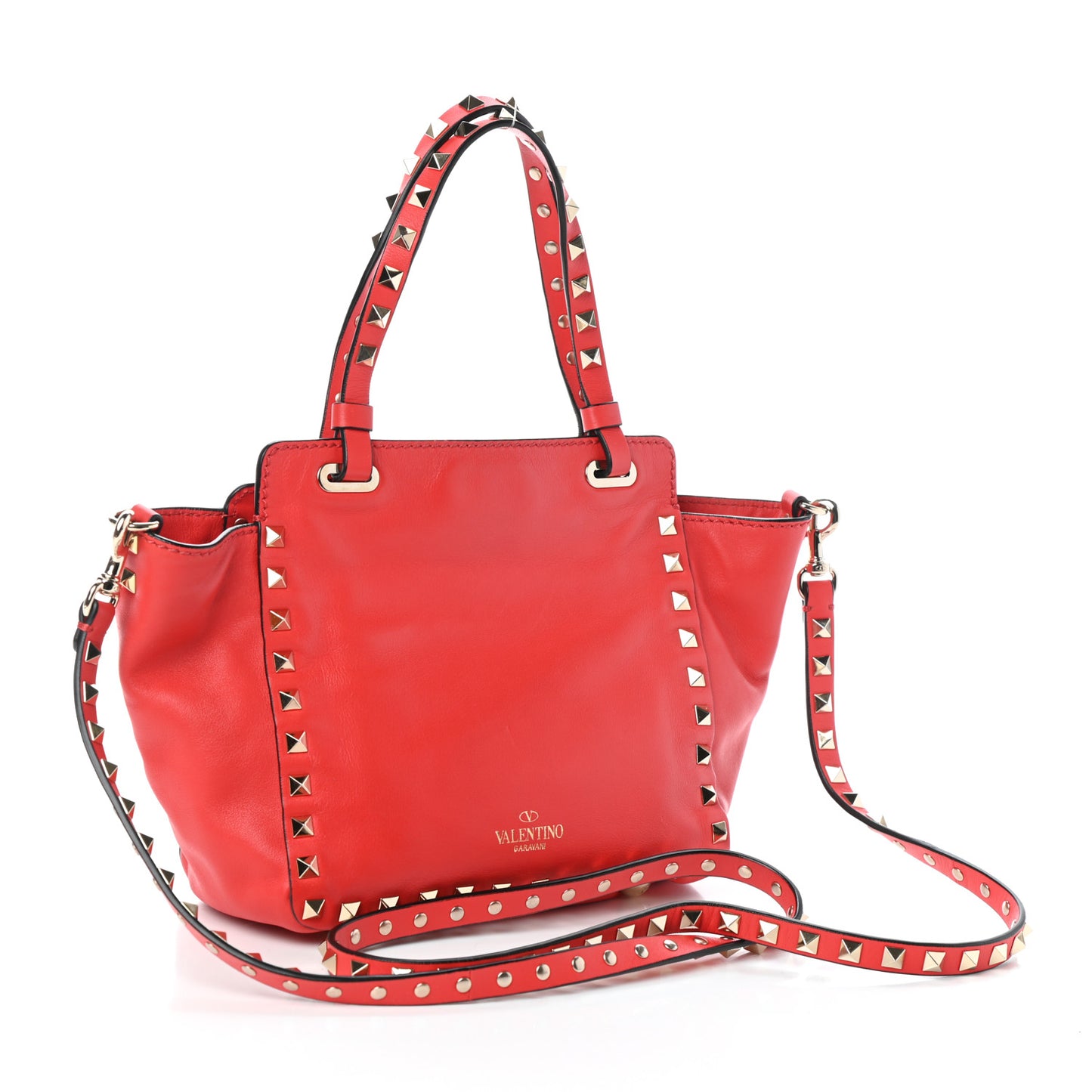 Vitello Mini Rockstud Tote Deep Orange
