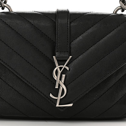 Saint Laurent Sheepskin Matelasse Chevron Monogram College Chain Wallet Black 8 of 11
