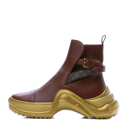 Louis Vuitton Calfskin Monogram LV Archlight Flat Ankle Boots 39 Cognac Brown 1 of 7
