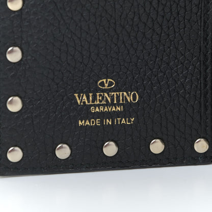 Valentino Garavani Pebbled Calfskin Rockstud Coin Case Card Holder Black 9 of 9