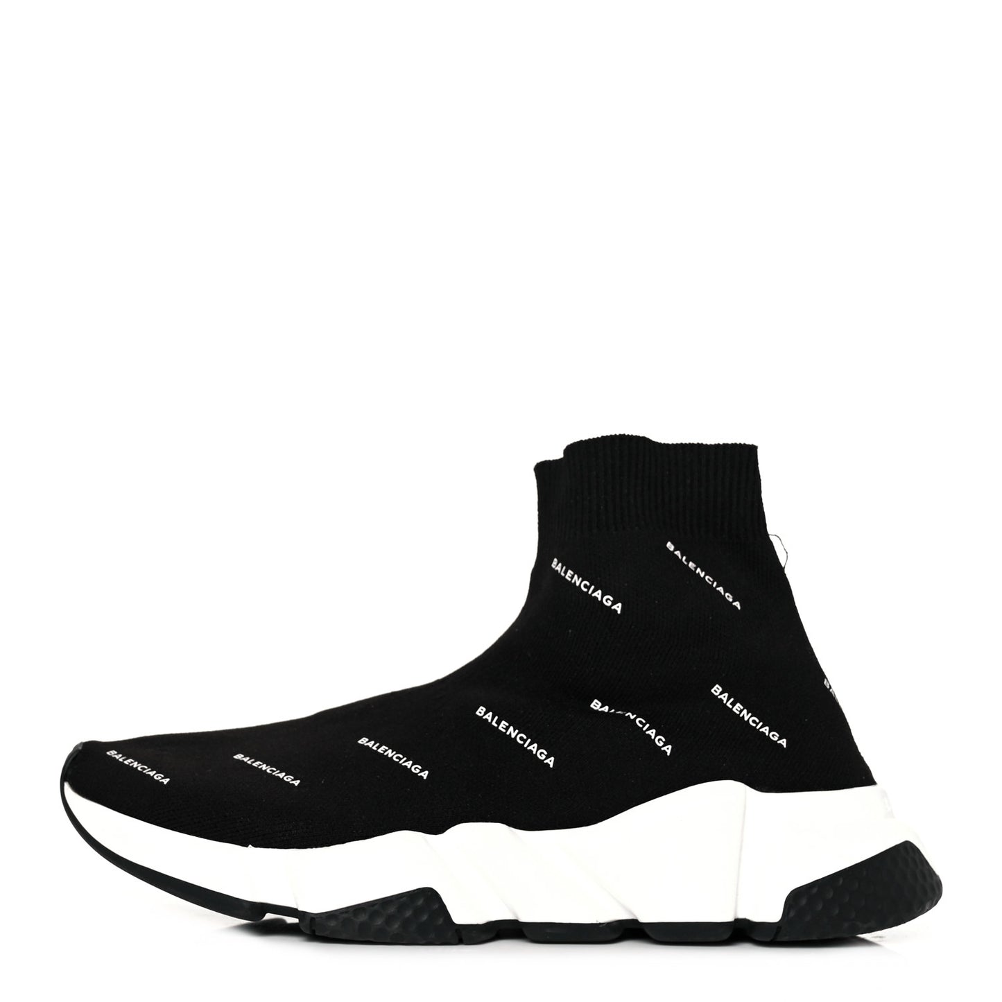 Neoprene Knit Allover Logo Bi-Color Sole Womens Speed Sneakers 36 Black White