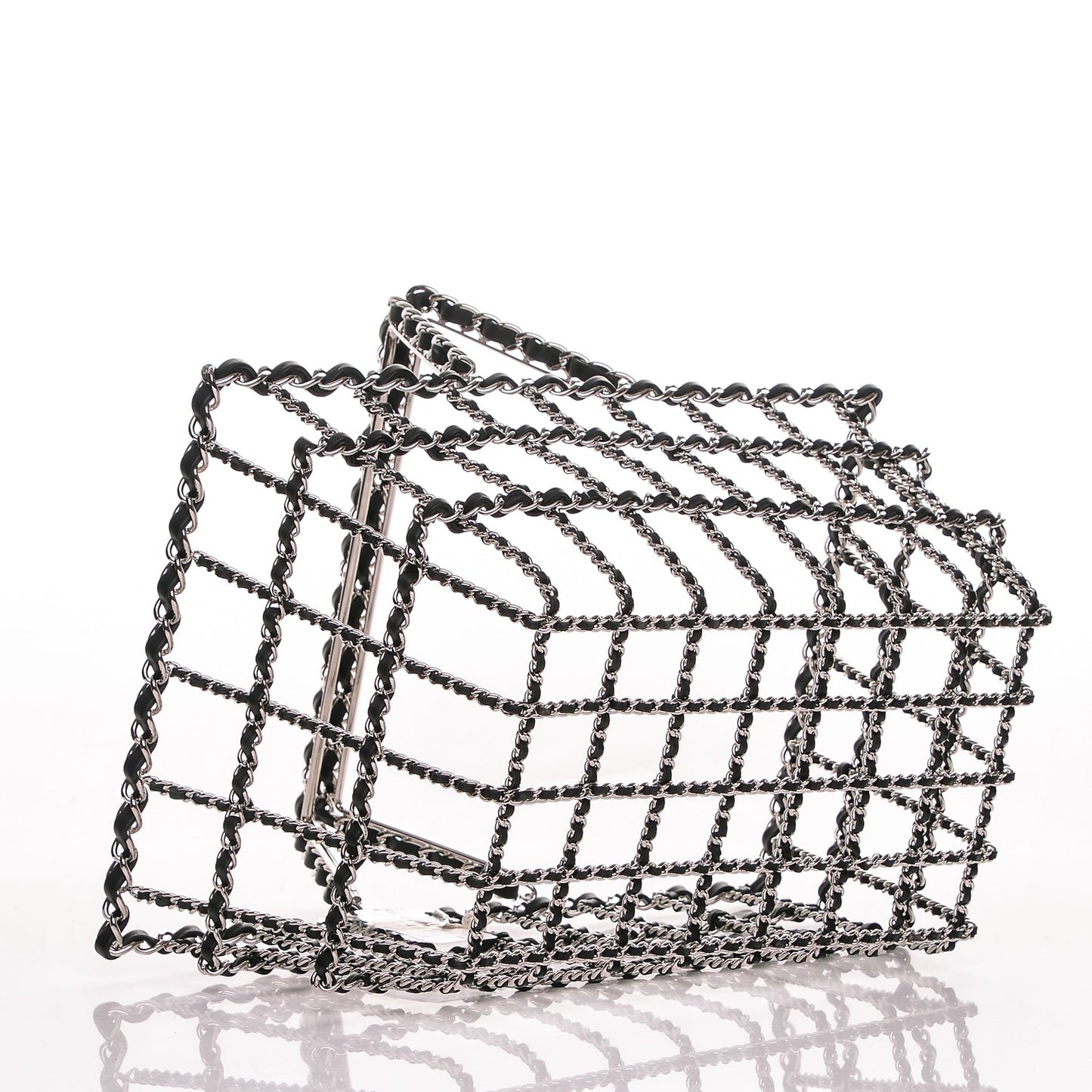 Brass Calfskin Grocery By Shopping Basket Silver