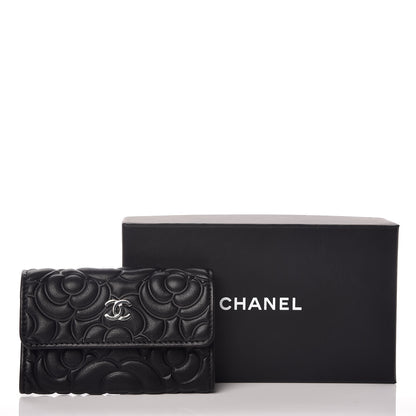 Chanel Lambskin Camellia Embossed Card Holder Wallet Black 9 of 9