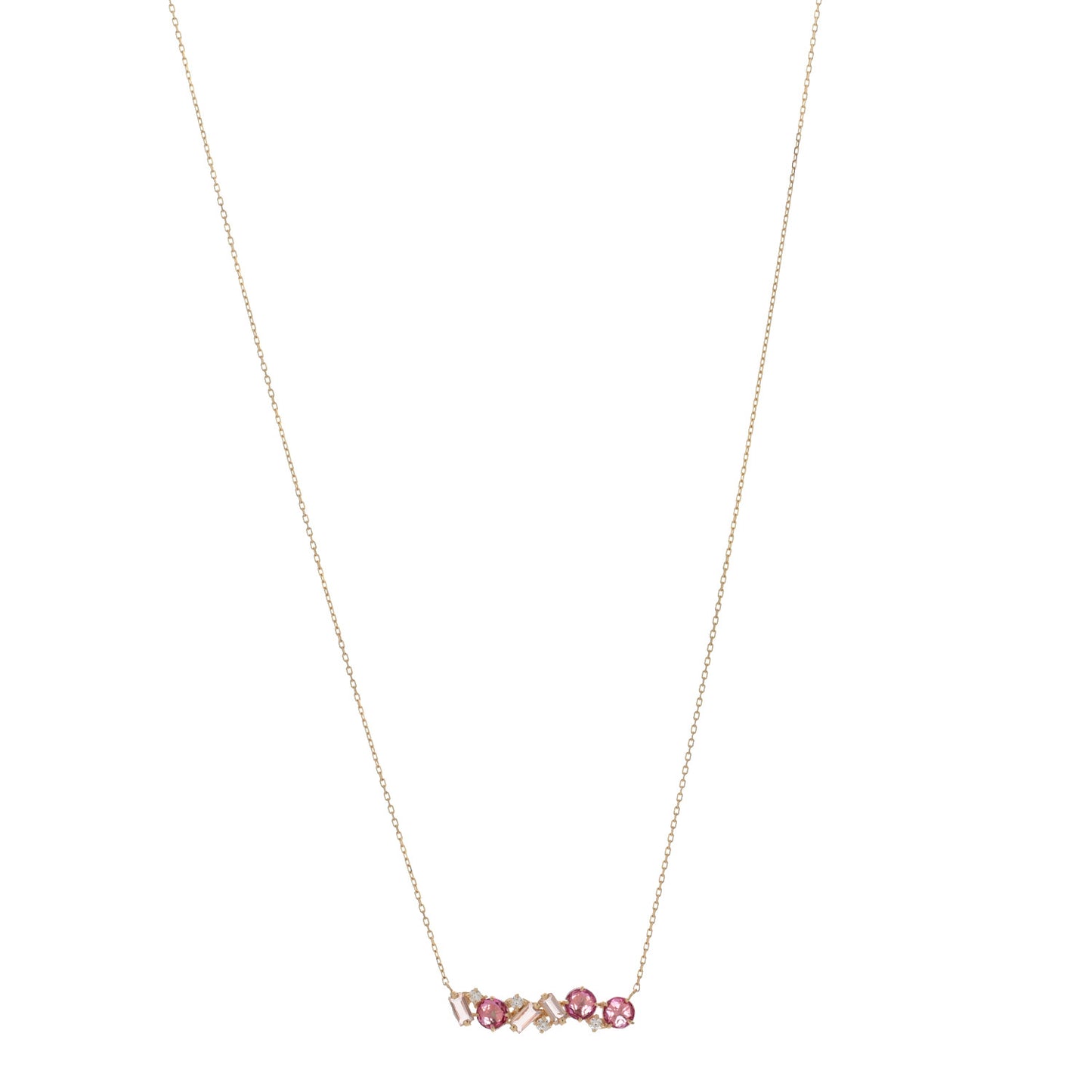 14K Rose Gold Diamond Morganite Pink Topaz Amalfi Blend Pink Ombre Pendant Necklace