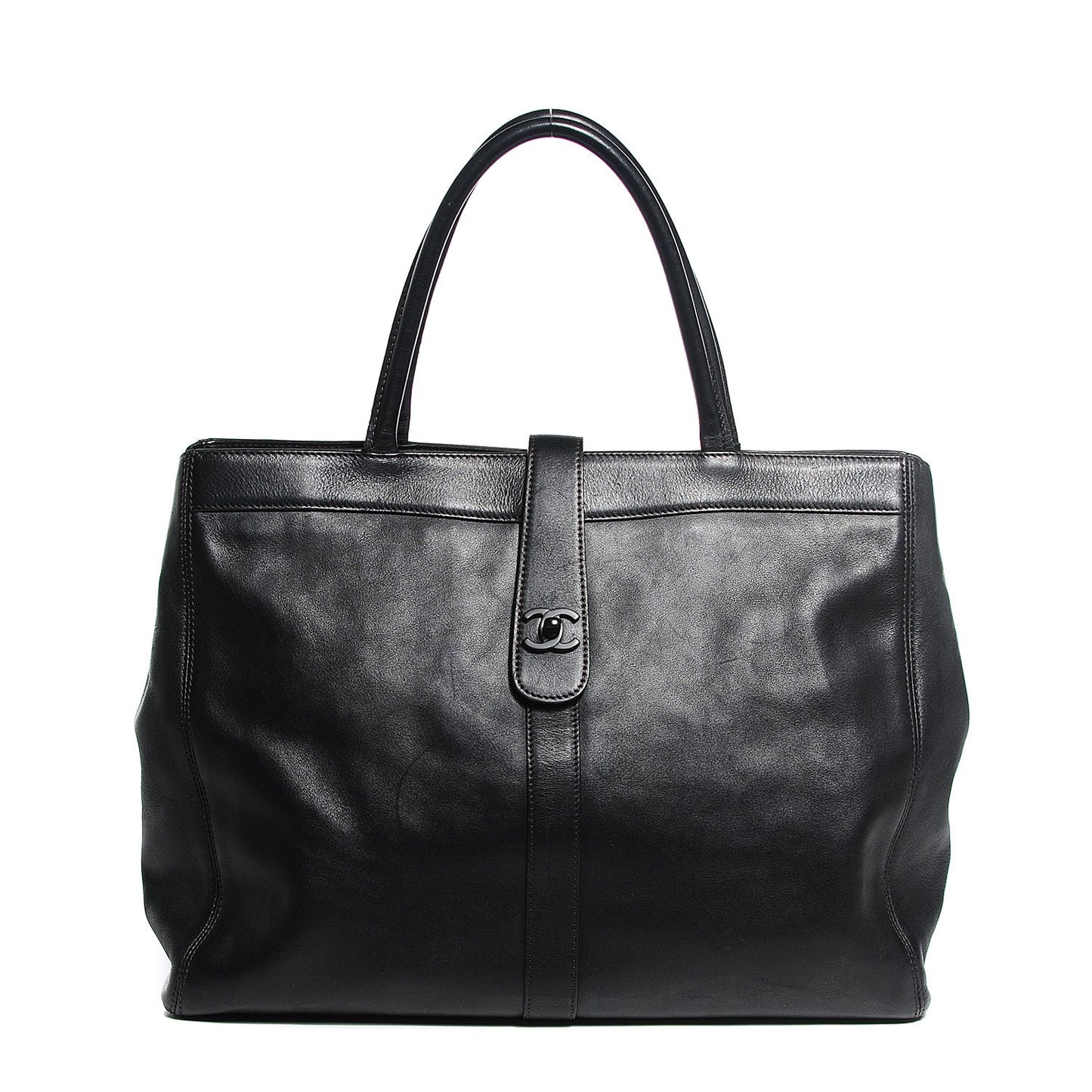 Calfskin Large Shopping Tote Black