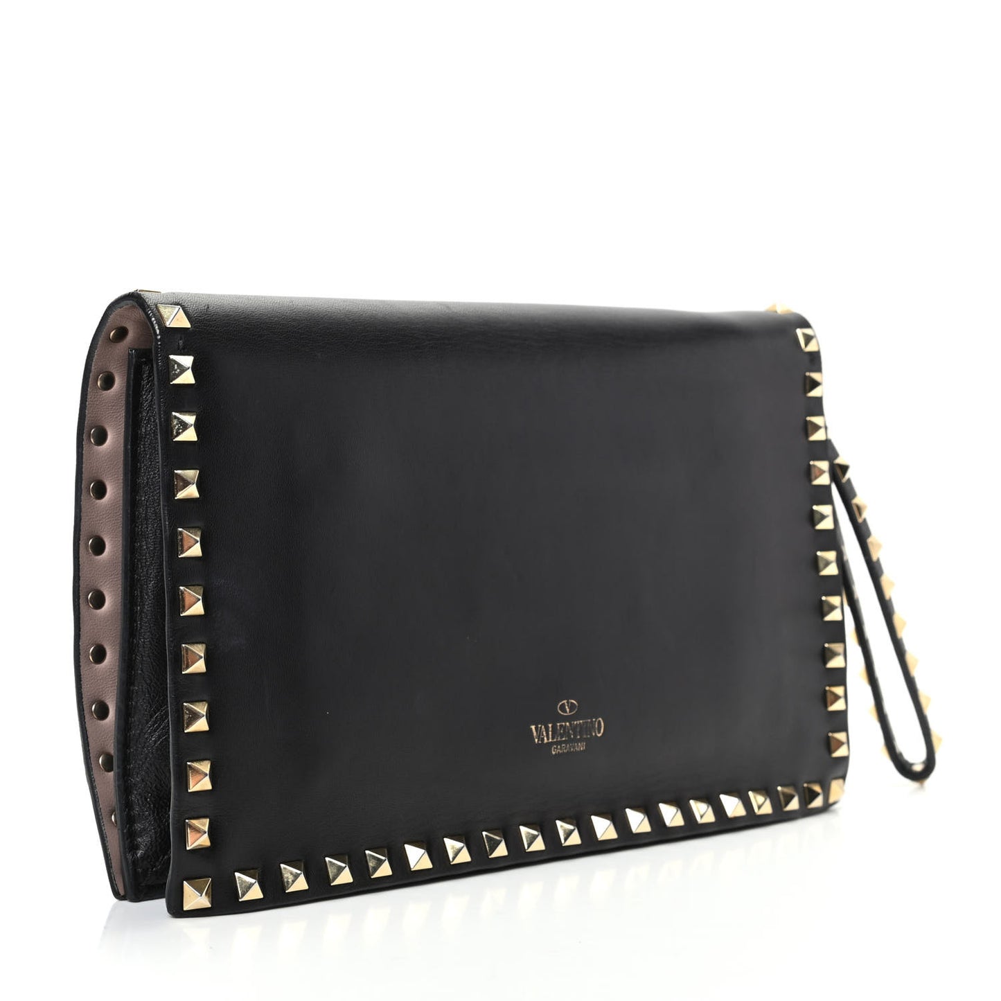 Nappa Rockstud Wristlet Clutch Black
