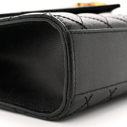 Saint Laurent Grain De Poudre Textured Mixed Matelasse Triquilt Medium Monogram Satchel Black 9 of 13