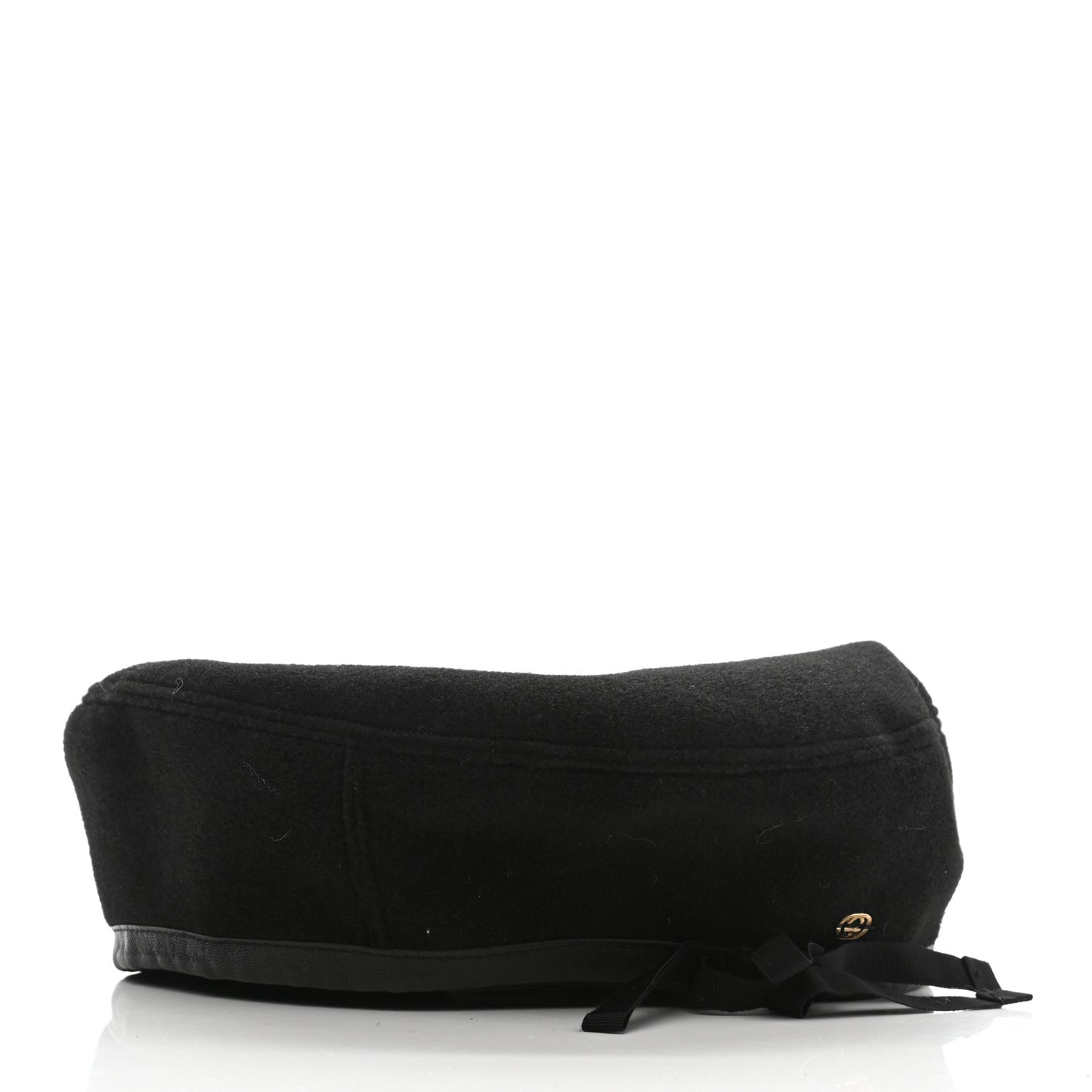Felt Embroidered GG Patch Beret Hat L Black