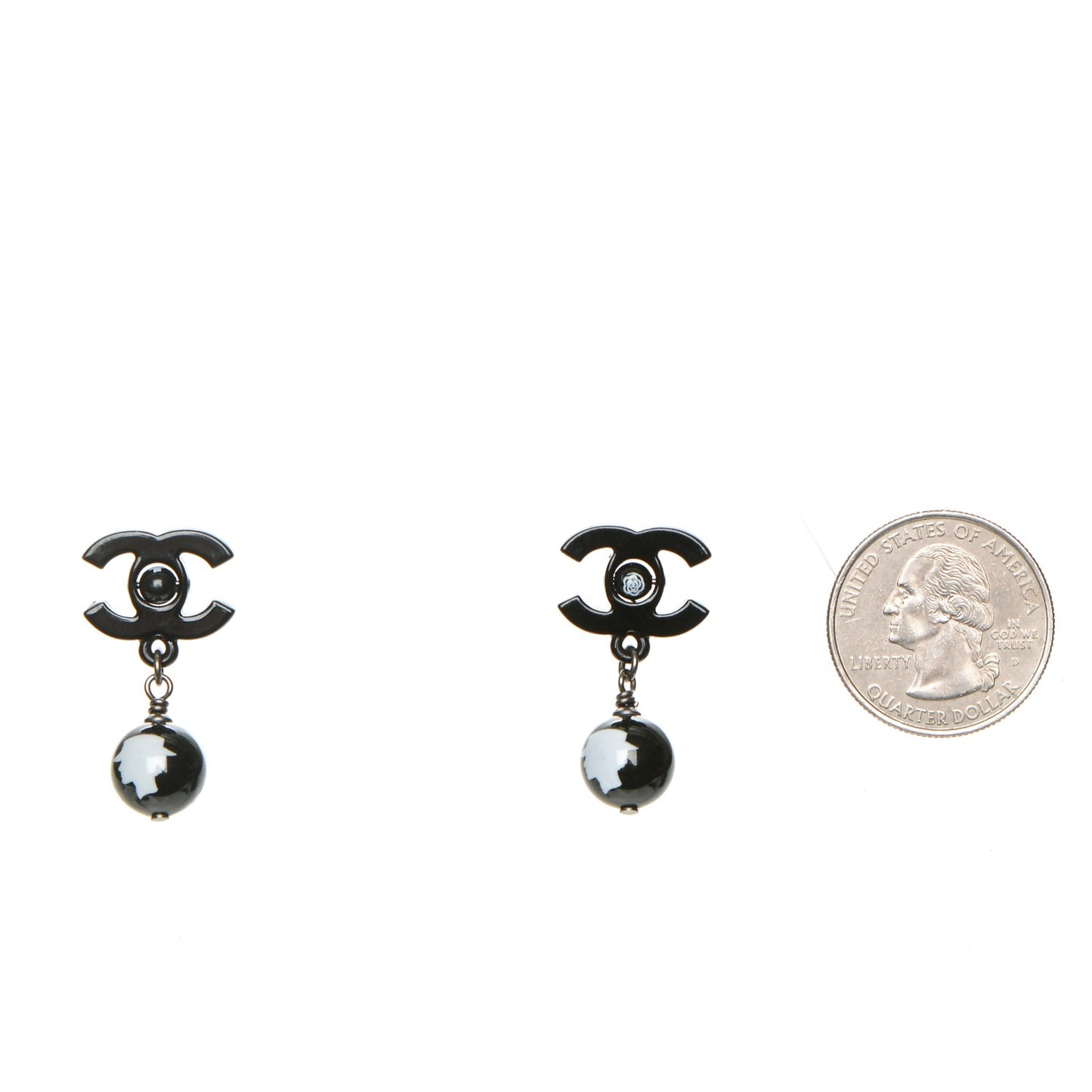 Enamel Bead CC Coco Drop Earrings Black