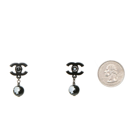 Chanel Enamel Bead CC Coco Drop Earrings Black 2 of 5