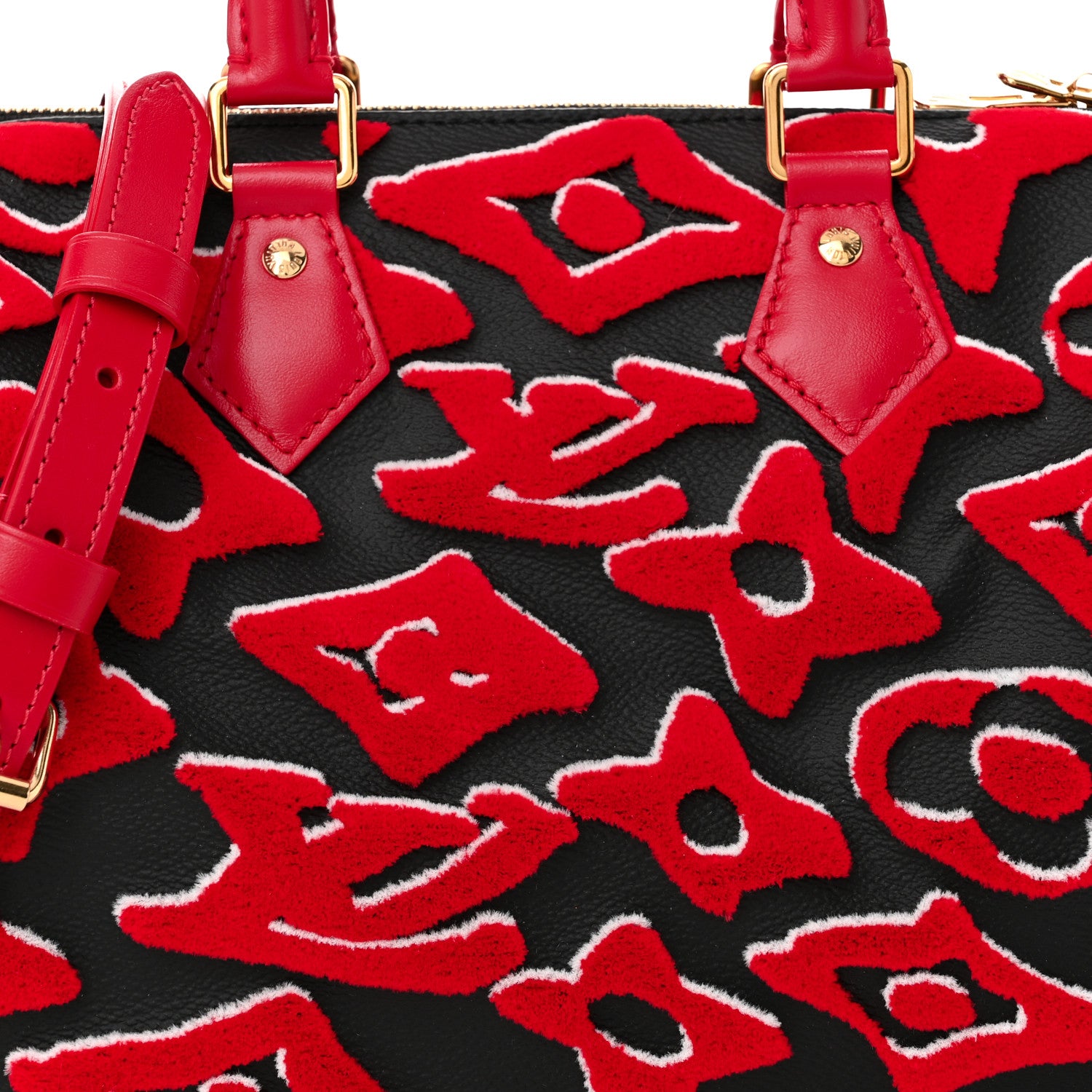 Louis Vuitton X UF Tufted Monogram Speedy Bandouliere 25 Black Red 8 of 10