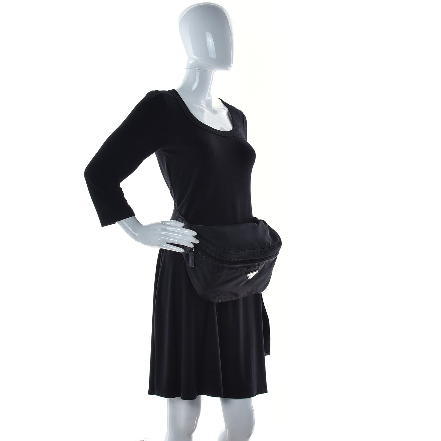 Re-Nylon Saffiano Convertible Belt Bag Black