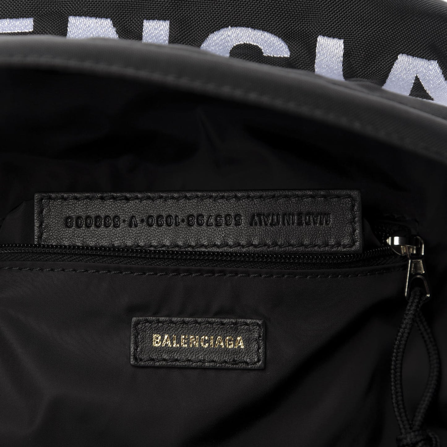 Sport Nylon Logo Embroidered S Wheel Backpack Black White