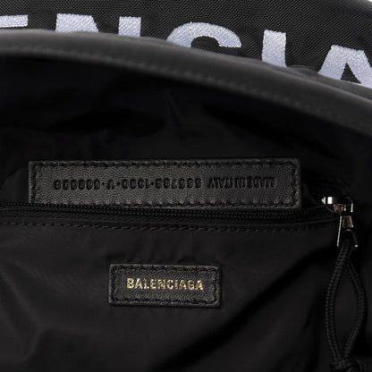Balenciaga Sport Nylon Logo Embroidered S Wheel Backpack Black White 8 of 8