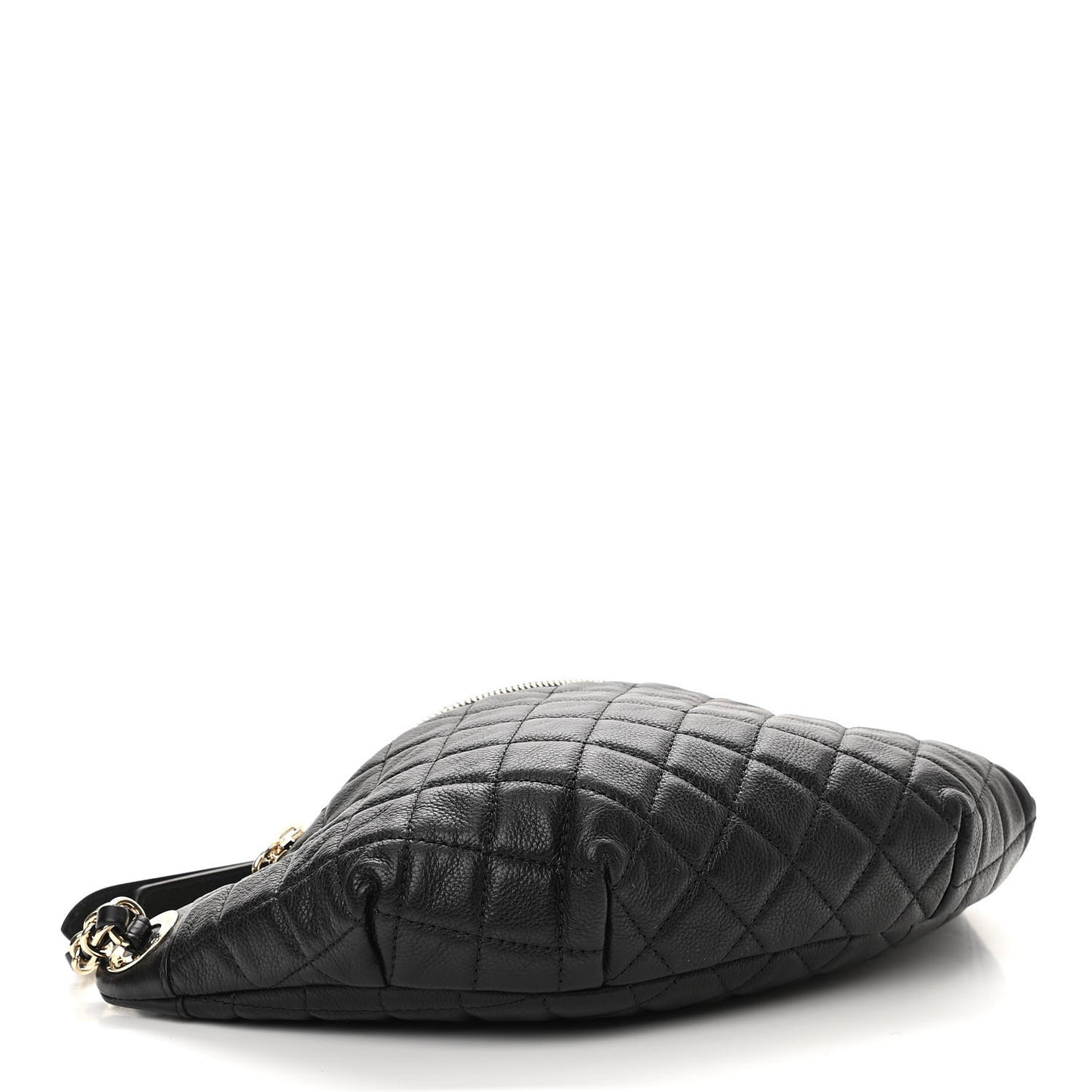 Calfskin Quilted Banane Waist Bag Fanny Pack Black