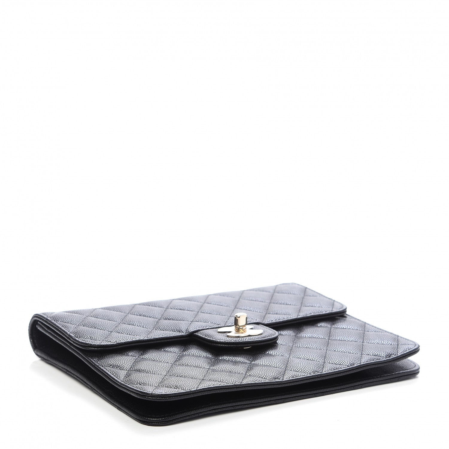 Chanel Caviar Quilted Square Flap Clutch Black 4 of 10