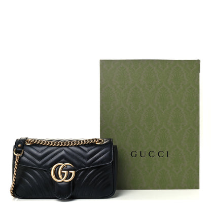 Gucci Calfskin Matelasse Small GG Marmont Shoulder Bag Black 12 of 12