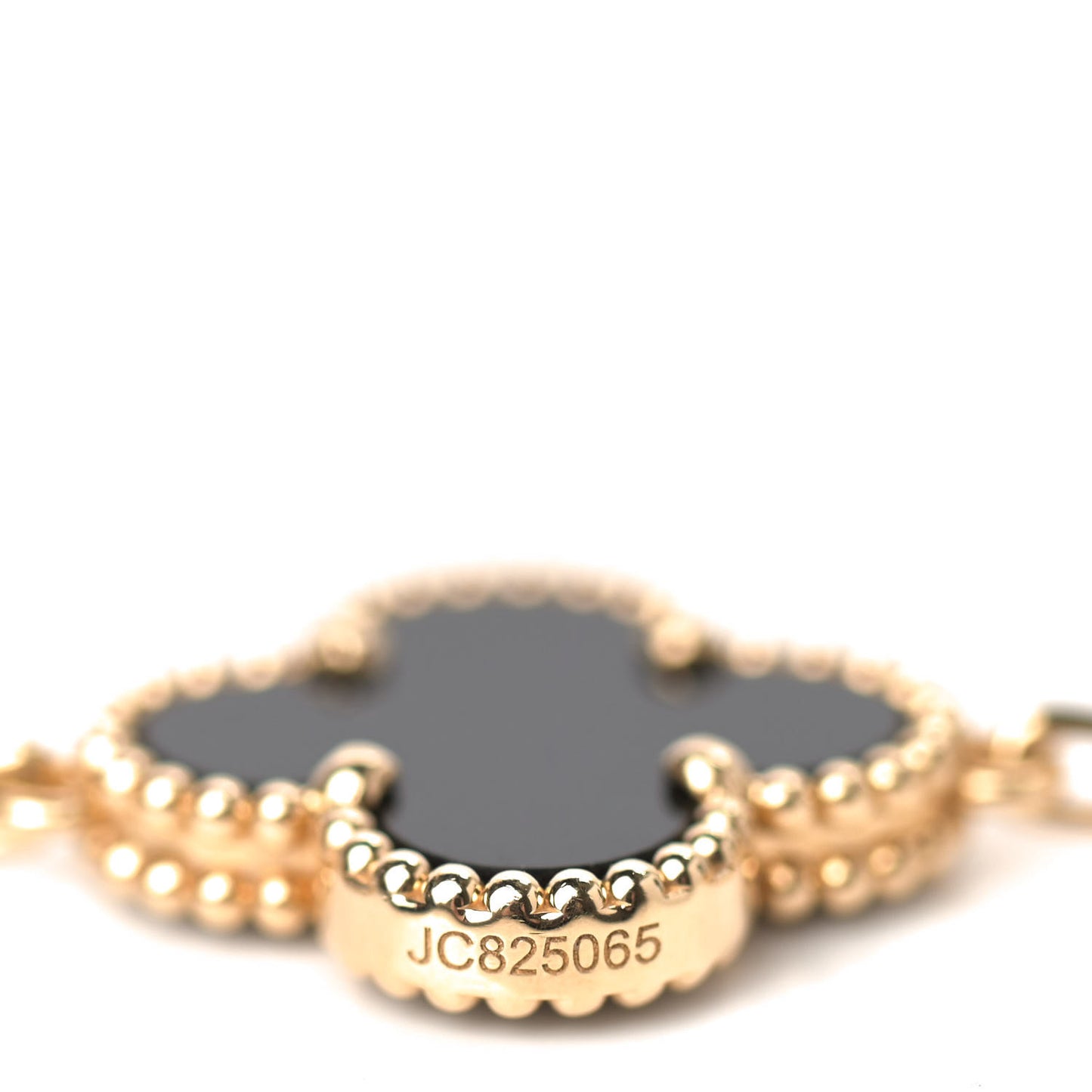 18K Yellow Gold Black Onyx 5 Motifs Vintage Alhambra Bracelet