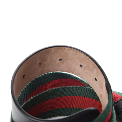 Gucci Nylon Calfskin Double G Web 40mm Belt 90 36 Green Red Black 6 of 7