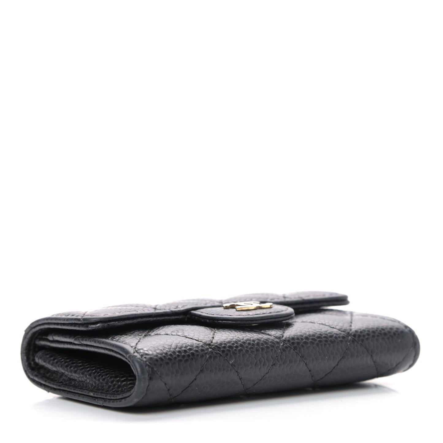 Caviar Quilted Flap Card Holder Black