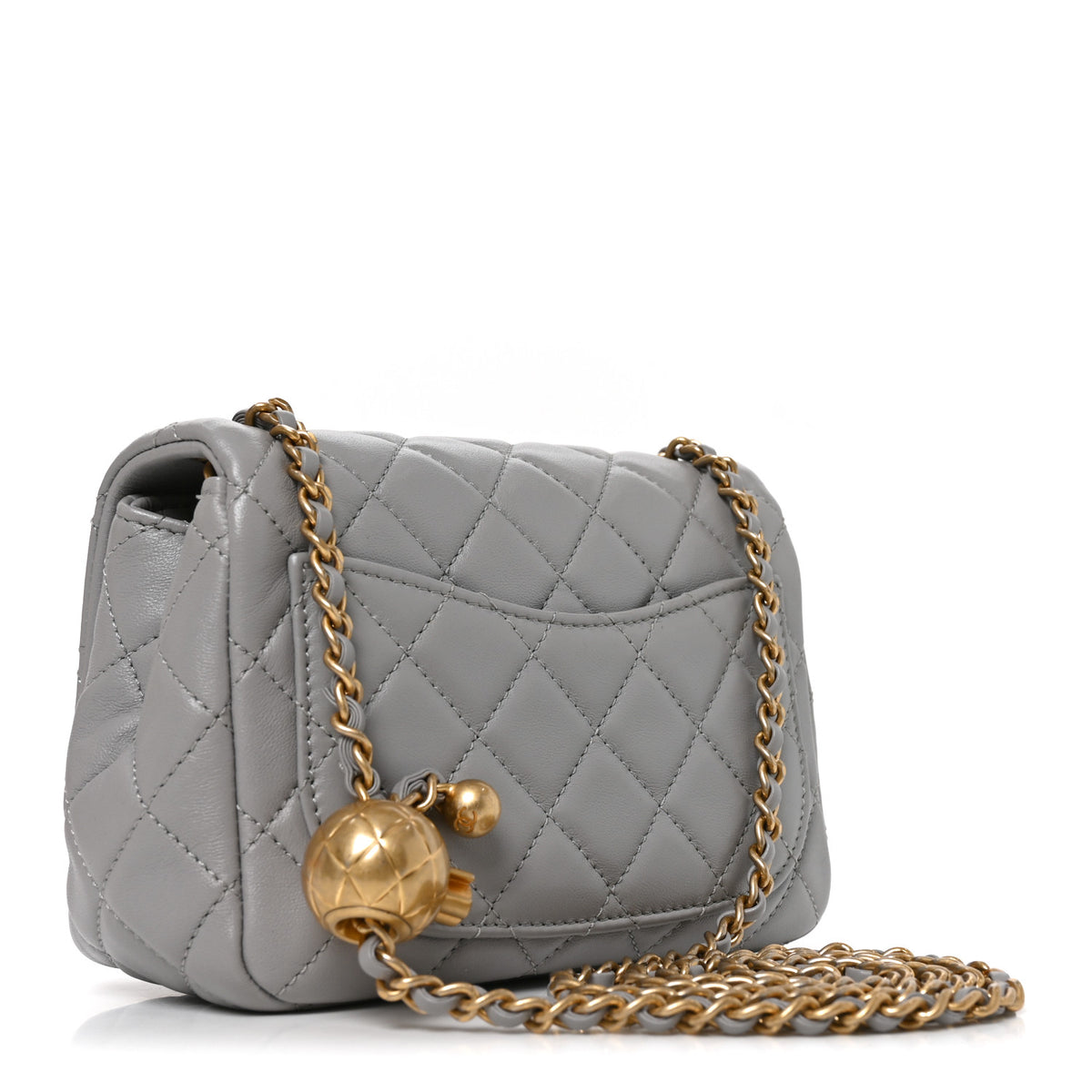 Chanel Lambskin Quilted Mini Pearl Crush Flap Light Grey 2 of 9