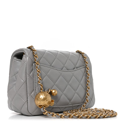 Chanel Lambskin Quilted Mini Pearl Crush Flap Light Grey 2 of 9