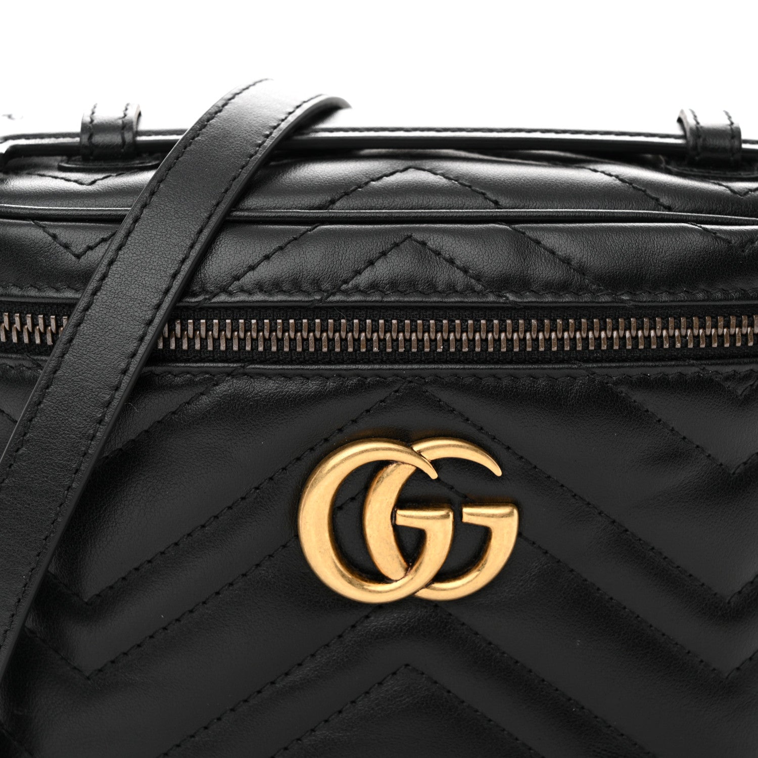 Gucci Calfskin Matelasse Small GG Marmont Vanity Cosmetic Case Black 7 of 10