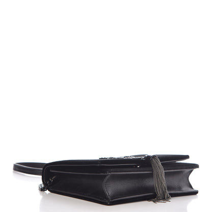 Saint Laurent Velvet Crystal Monogram Kate Tassel Chain Wallet Black 4 of 13